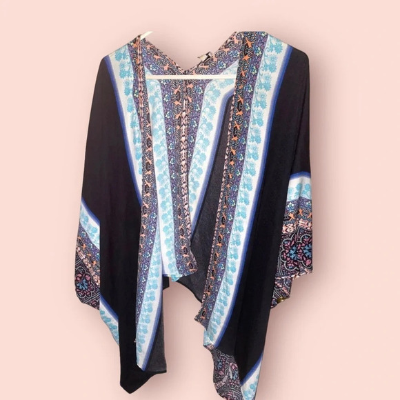Poncho Cardigan Boho Bohemian Coverup Jacket Sz XS - Picture 5 of 5